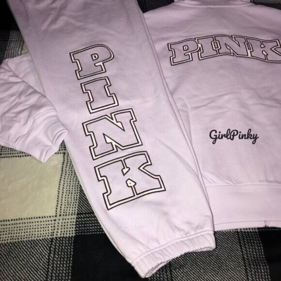 VS PINK CAMPUS SWEATPANTS OUTFIT WITH FULL ZIP LOGO HOODIE IN PURPLE - Picture 8 of 10